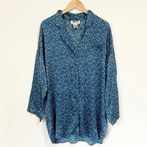 Vintage 90s Silk Button Down Shirt Size Medium